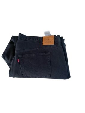 Levi's Men's Dark Black Straight Jeans with Tan Leather Patch